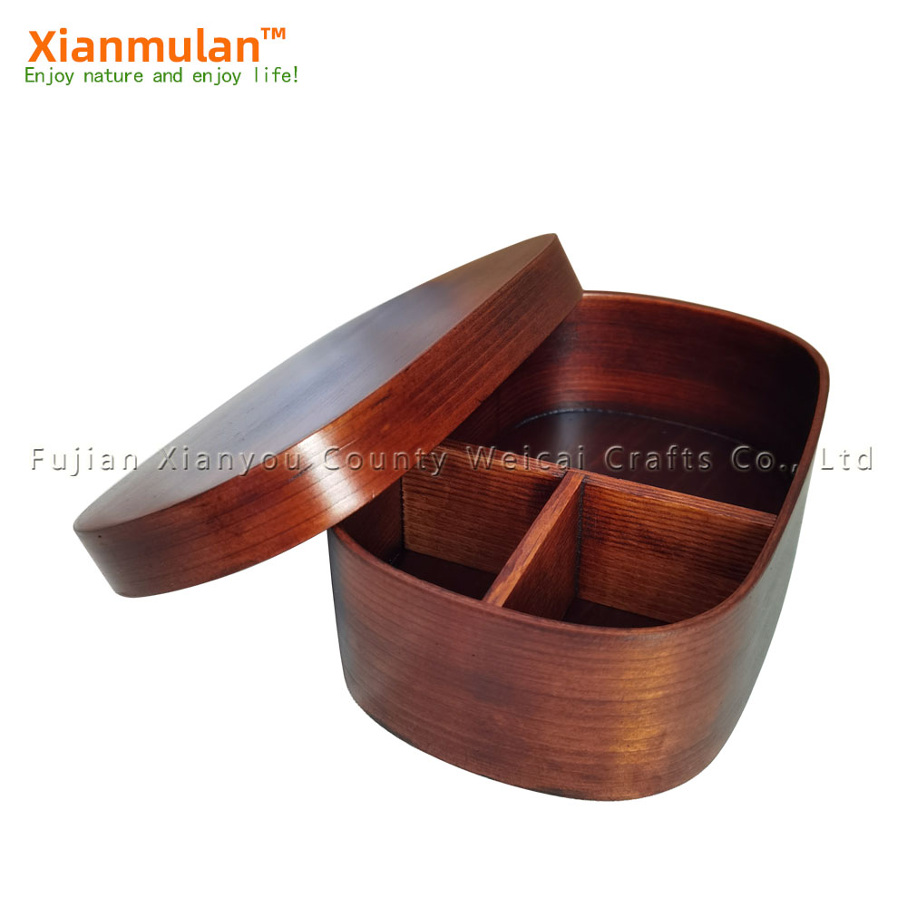 Woodworking Japanese - Caixa bento de madeira natural quadrada